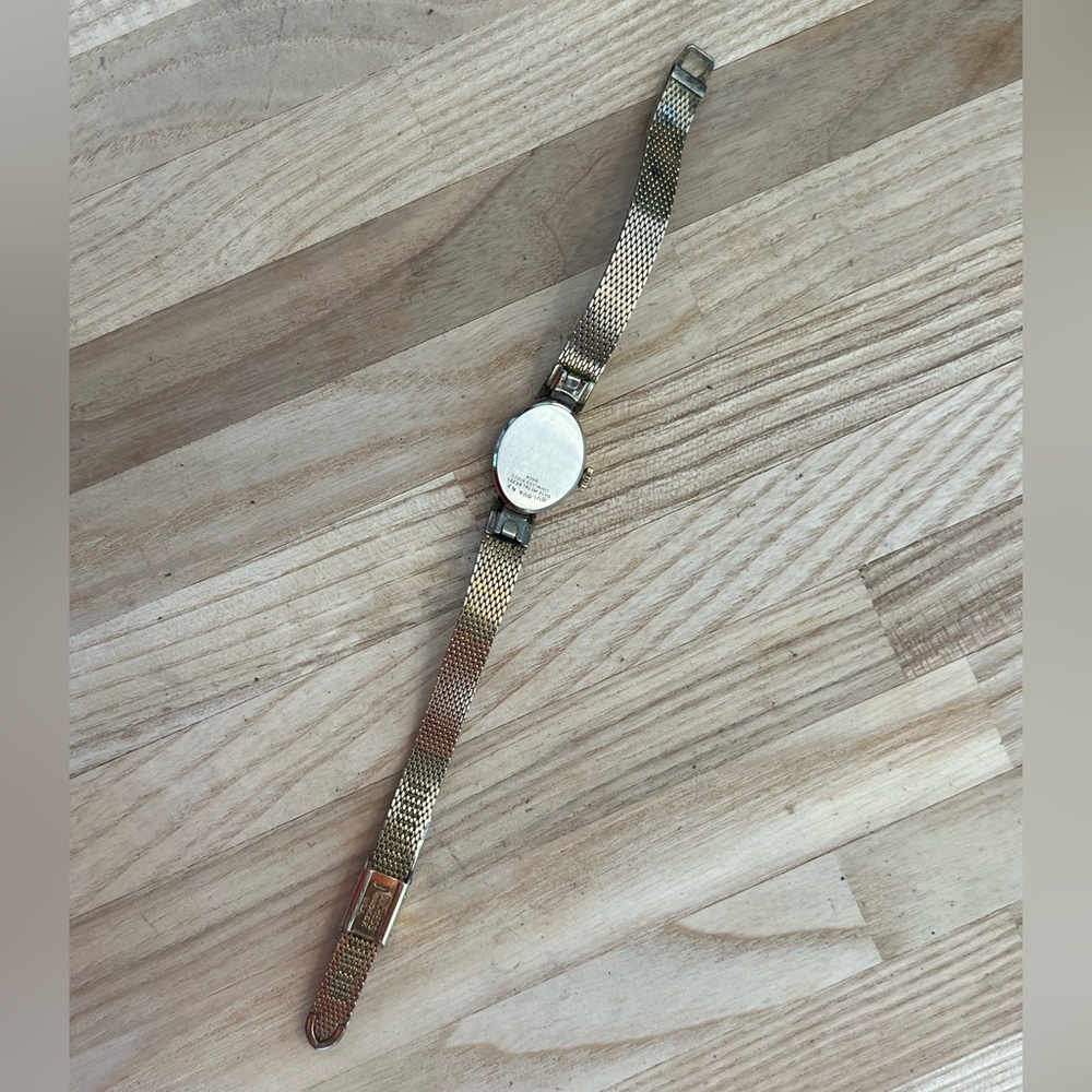 Bulova Diamond Ladies Vintage Watch Gold Plated Case Strap Burgundy Dial Works! - Picture 11 of 13